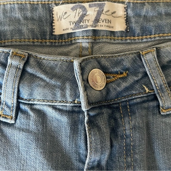 Free People We the free Liv cropped Cotton Elastic Blue Flare Denim Jeans -27 - Picture 8 of 9